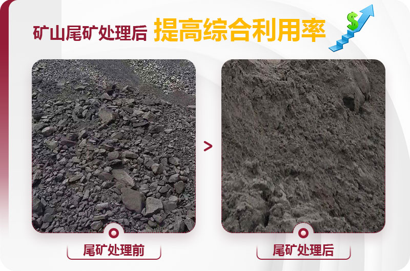 尾礦經制砂機處理前后圖 尾礦經制砂機處理前后圖