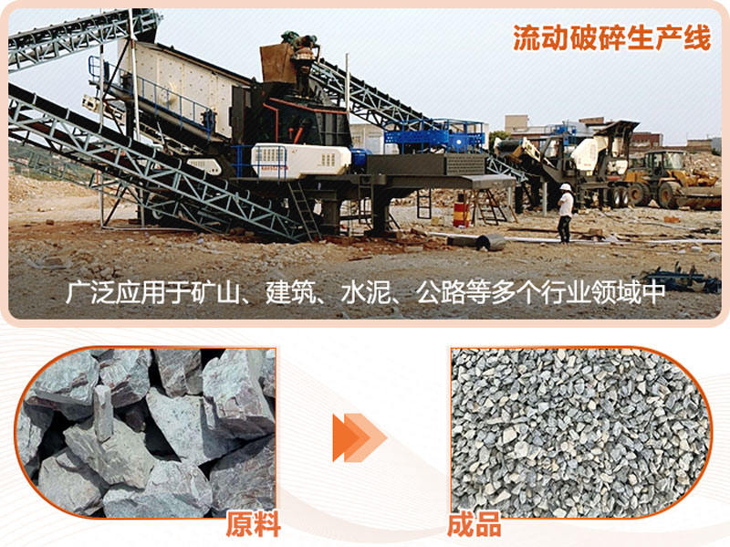 流動破碎生產線成品粒形好,用途廣 流動破碎生產線成品粒形好,用途廣