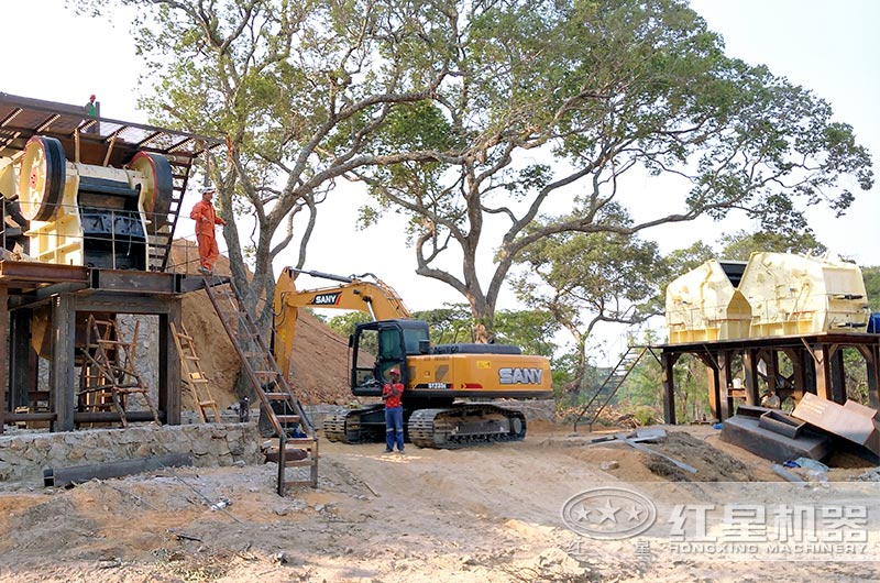 反擊破破石子現(xiàn)場(chǎng)，搭配鄂破機(jī)使用