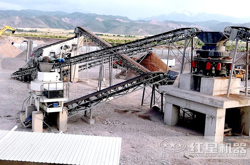 河卵石制砂機生產現場